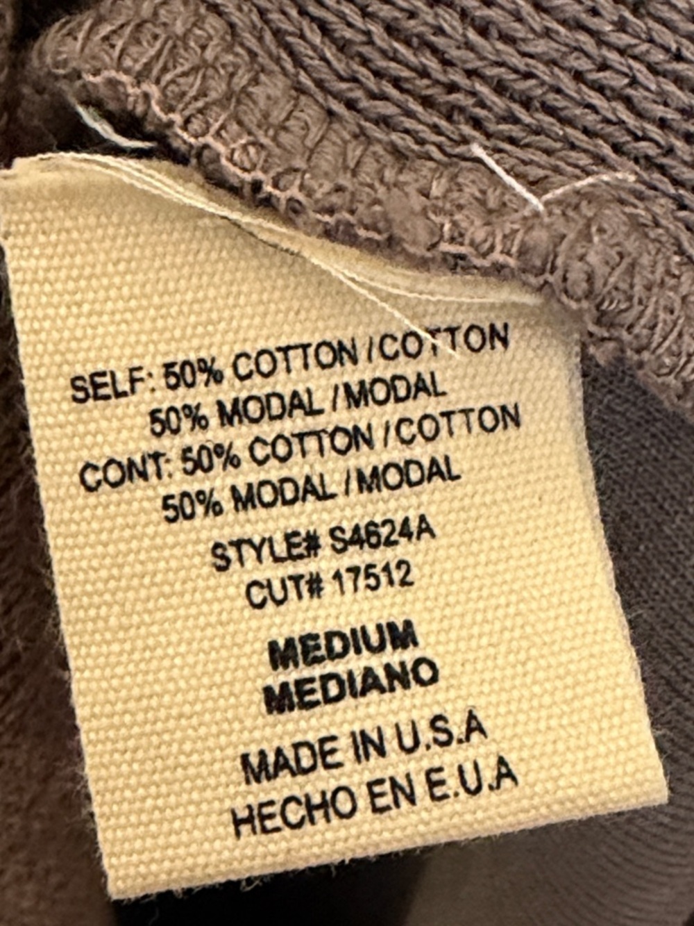 M. Rena Washed Taupe Ribbed Long Sleeve Tee - Picture 5 of 6